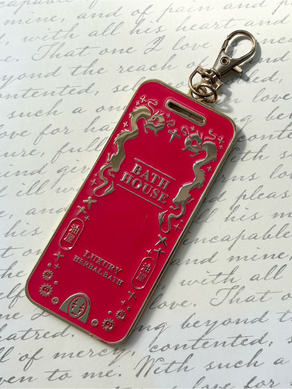 Sugarbones Spirited Away Bath House Token Enamel Keychain Charm Red